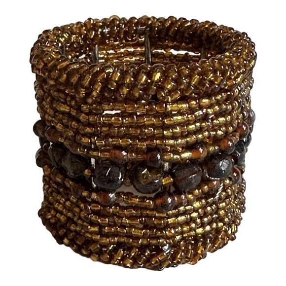 Vintage Set of 4 Copper Handmade Micro Beaded Napkin Rings Moroccan Napkin Rings - Picture 7 of 9